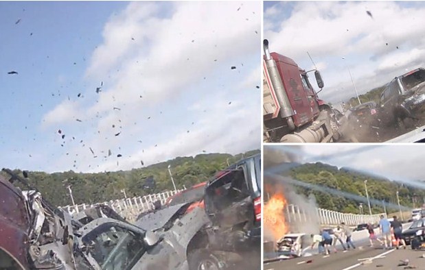 Tabrakan Beruntun 10 Mobil di New York Terekam Dashcam